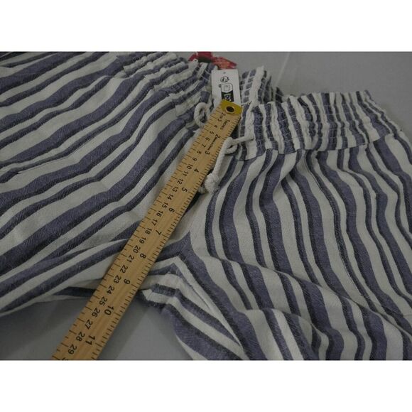 Roxy Women's Oceanside Striped Drawstring Pockets Linen Pants XL - Picture 10 of 12